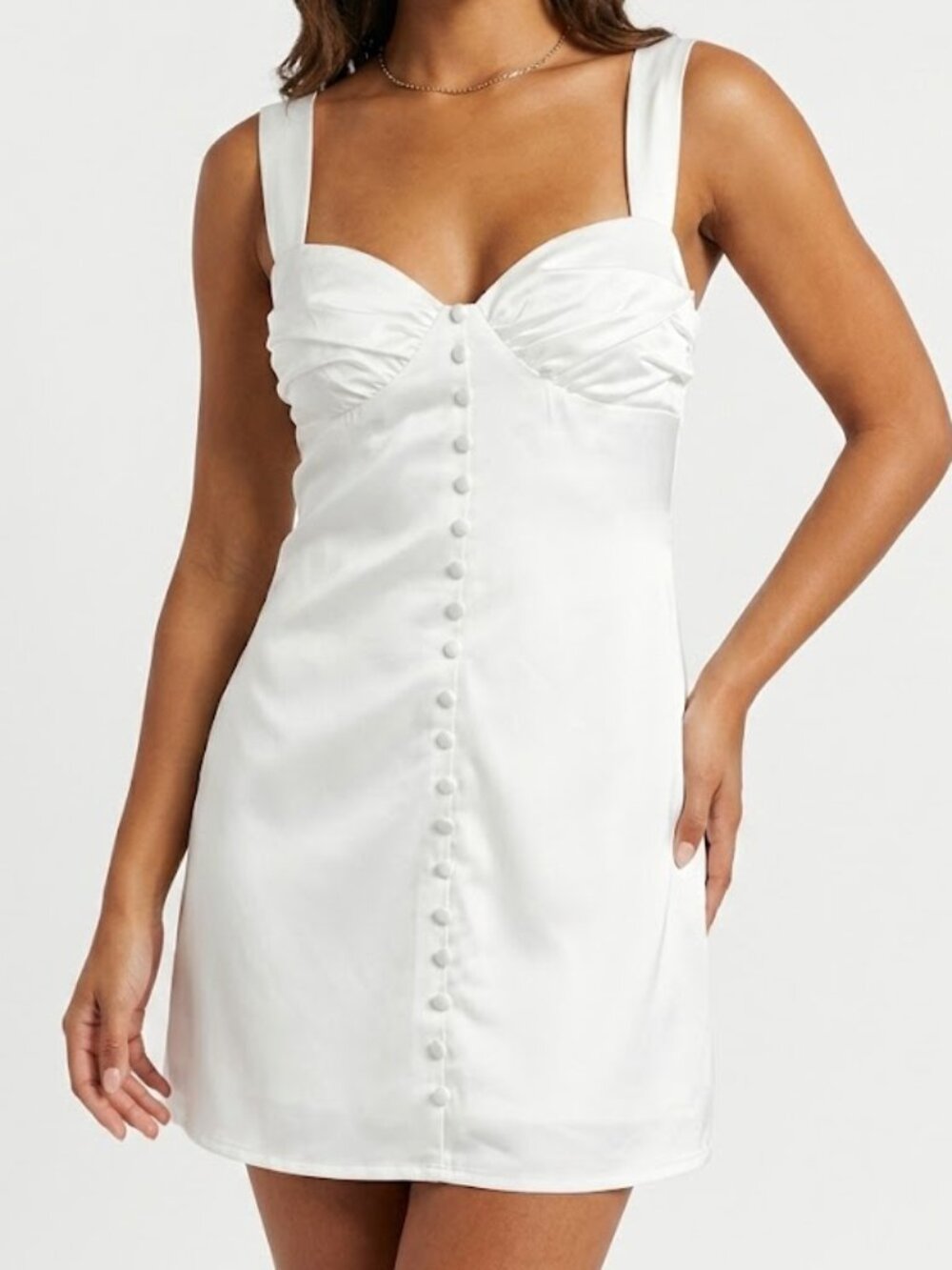NWT Bridal‎ Peppermayo White Satin Button Mini Dress Size 6